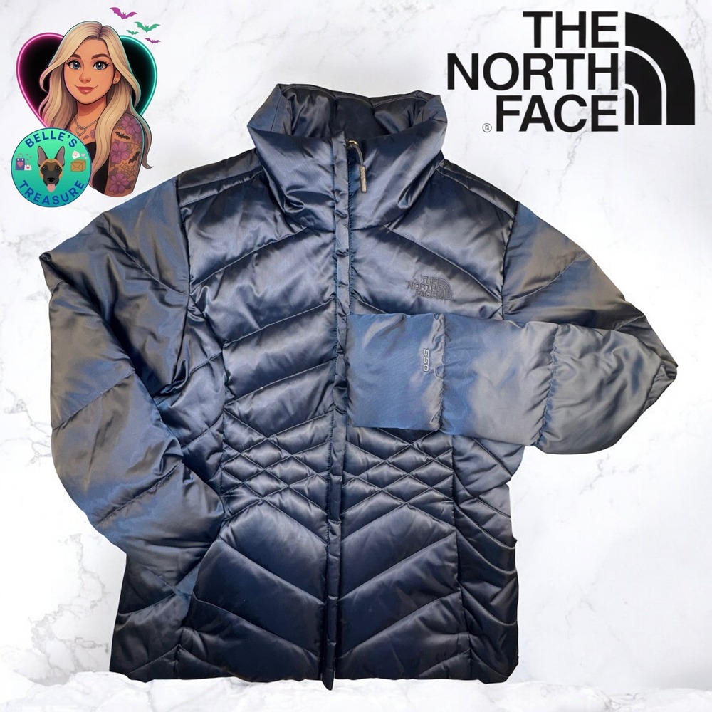 The North Face Women's Medium Aconcagua 550 Puffer Jacket Navy Blue Quilted Coat